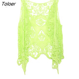Summer Beach Cover Up Top Cardigain Hippie Froral Patchwork Lace Vest Retro Vintage Crochet Asymmetric Open Stitch