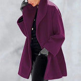 and American women's fashion plus size shawl collar woolen coat women's coat