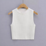 Summer New Top Sleeveless Short Knitted Vest Female