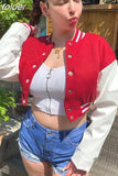Fall Winter Print Patchwork Yellow Jackets For Women 2023 Long Sleeve Varsity Jacket Buttons Loose Baseball Jacket