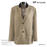 New Striped Splicing Irregular Ribbon Handmade Flowers Long Blazer Wind Coat