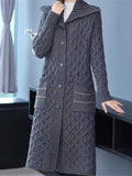 Clothes Women Solid Color Single Breasted Long Sleeved Coat Knitted Cardigan Oversized Cardigan Thick Sweaters for