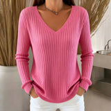 Sheintemu Autumn And Winter Long Sleeve V. Collar Pit Sweater New