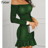 Female Luxury Party Dress Glitter One Shoulder Twisted Ruffles Party Dress 2023 Europe & America Fashion Women's