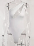 Fall Sexy Solid Asymmetric Hollow Out Bodysuit Club Outfit For Women 2023 Camis Slim One Pieces Female Fashion