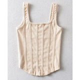 Women Green Irregular Shaped Tank Tops New Square Collar Sleeveless Personality Fashion Tide Spring Summer 2023