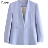 ZBZA 2023 Woman Vintage Green Yellow Loose Blazer Women Spring Elegant Female Streetwear Solid Blazer Women