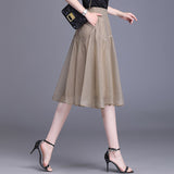 Skirt Thin Skirt 2023 New High Waist Half Skirt Medium-Long Thin A-Shaped Gauze Skirt-Outfit