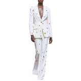 Star Fashion New Heavy Industry Metal Hole A Buckle Blazer Trouser Suit