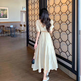 Women Mini Friends Yellow Holiday Sweet Girls Beach Style Leisure French Romance Temperament Summer Fashion Puff