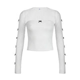 Desire Atmosphere Feeling Girl Little Sexy Bow Splicing Slim Chest Ultra-Short Blouse Two-Piece Set 2024 New Style-Outfit