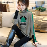 Pullovers Women's Clothing Turtleneck Fashion Jumper Korean Vintage Knitted Casual Sweaters Jacket Sueter De