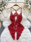 Women Lace Sexy Camis Bodysuits Hollow Out Off Shoulder Backless 2022 Summer Inside Wear Beauty Back Thin
