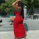 Puss Ribbed Low-Neck Dress Sexy Maxi Bodycon 2021 Fashion Party Summer Trend Stretchy Sleeveless Activewear Skinny