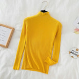 Casual Sweater Women 2021 Long Sleeve Ruffle Sweater Knitted Slim Korean Pullover Solid Bottoming Shirt All Match