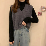 and Autumn Models 2021 New Women's Sweater White V-neck Vest Vest Sweater Sweater Loose Short Outer Jacket