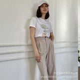 Summer Abstract Aesthetic Print T-Shirt Women's Cotton Soft Loose Basic Top Ins