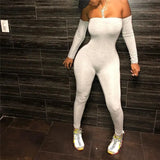 Women Jumpsuits Ladies Clothes Long Sleeve Off Shoulder Bodycon Playsuit Party Jumpsuit Romper Trousers Womens Playsuits-Outfit