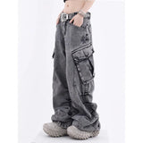 Acid Washed Baggy Cargo Jeans-Outfit