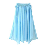 Women's Summer Folding V-Neck Folding Collar Trim With Chiffon Long-Sleeved Shirt Skirt
