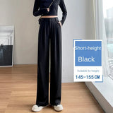 Spring Autumn White Wide Leg Women's Pants Korean Style High Waist Thin Suit Pants Straight Loose Sagging Feeling