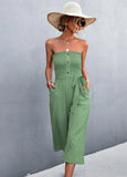 Sweet Strapless Dot Print Belted Loose