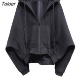 Womens Hoodies Fashion Hooded Cardigan Jackets Spring Autumn Trendy Hoodie Casual Loose Bat Sleeves Zipper Design Sense
