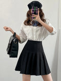 Pleated Skirts For Women Short White High Waist Mini Skirts With Shorts Inside A Line Gray pleated Skirt High Waist