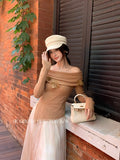 Xixi 2025 Autumn New Temperament Collar Wool Bottom Shirt Long-Sleeved Knitted Shirt Women's Top