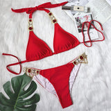 Toloer Hot-Selling New Crystal Diamond Chain Swimsuit Split Swimsuit Sexy