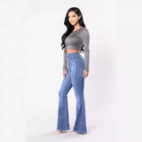 Spring And Summer New High-Rise Elastic Micro-Tipped Jeans