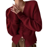V-Neck Knitted Cardigan Women Wear The New Style Milk, Waxy, Lazy Style, High Sense, Short Waist And Slim Top Trend.-Outfit