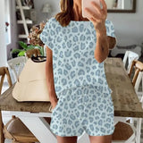 Women's Two Piece Suit 2021 Summer 2 Piece Set Elastic Waist Casual Solid Color Leisure Pajamas Set O-Neck Home