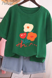 100% Cotton L-5XL T Shirt Plus Size Tshirt Short Sleeve Women Top Summer Cartoon Print Couple O Neck Oversized T