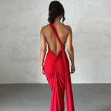 Toloer Women's Wear 2024 Summer New Sexy Back Pleated Slim Sleeveless Temperament Dress Women's Dress Dress-Outfit