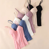 Padded Bra Spaghetti Strap V Neck Vest Cami Tank Tops Shirt