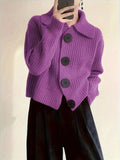 Women's Loose Korean Version Of Fashion Casual Big Collar Knitted Cardigan