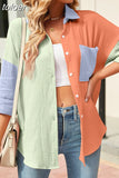 Spring Green Button Up Shirts Women Cotton Long Sleeve Blouses Korean Office Lady Blouse Summer Basic White Blue Tops