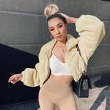 Lambswool Short Coat Teddy Faux Fur Women Crop Coats Zipper Loose Outwear Streetwear 2020 Autumn Winter Jacket