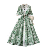 Wind High-End Dress 2025 New French Retro Elegant Lace Embroidery Waist Long Dress