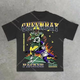 Men's T-Shirt Y2K Short-Sleeved Men's Former Dormitory Hip-Hop Loose Letter Printing Handsome Fried Street Round Collar Cotton Oversized T-Shirt-Outfit