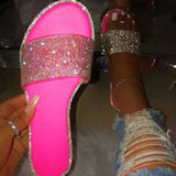 Slippers Women Summer Sandals Fashion Bling Candy Color Flip Flops Beach Diamond Flat Slippers Outdoor Slide