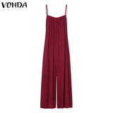 Rompers Women Jumpsuits 2021 Summer Sleeveless Playsuits Casual Ankle-Length Wide Leg Pants Vintage