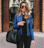 PU Leather Jackets Autumn Winter Fashion Short Solid Color Waterproof Coats Long Sleeve Thick Keep Warm Zipper