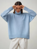Women Turtleneck Sweater 2022 Autumn Winter Thick Warm Solid Pullover Top Oversized Base Chic Loose Female Knit