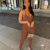 Streetwear White Jumpsuit Rompers Womens Sleeveless Jumpsuits Black Blue One Piece Outfits Backless Bodycon Jumpsuit