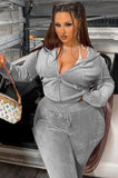 Plus Size Casaul Solid Hoodies And Pant