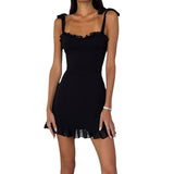 Women's New Fashion Sexy Low-Chests Tie Slings Short Dress
