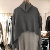 Elegant Warm Gentle Fashion Top Autumn Winter Solid High Neck Pullover Knitted Sweater Women Shawl Cloak Top Sweater