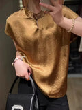 Chinese Style Collar Plate Buckle Acetic Acid Pure Color Flying Sleeve Shirt Women's 2024 Summer New Blouse For Leisure-Outfit